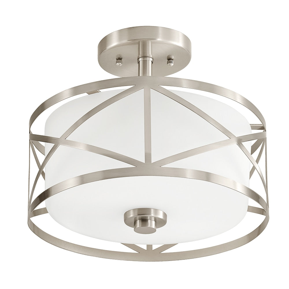 Kichler Edenbrook 11.38-in Brushed Nickel Modern/Contemporary Incandescent Semi-Flush Mount Light