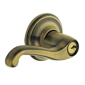 Schlage F51 Flair Antique Brass Reversible Keyed Entry Door Handle - Super Arbor