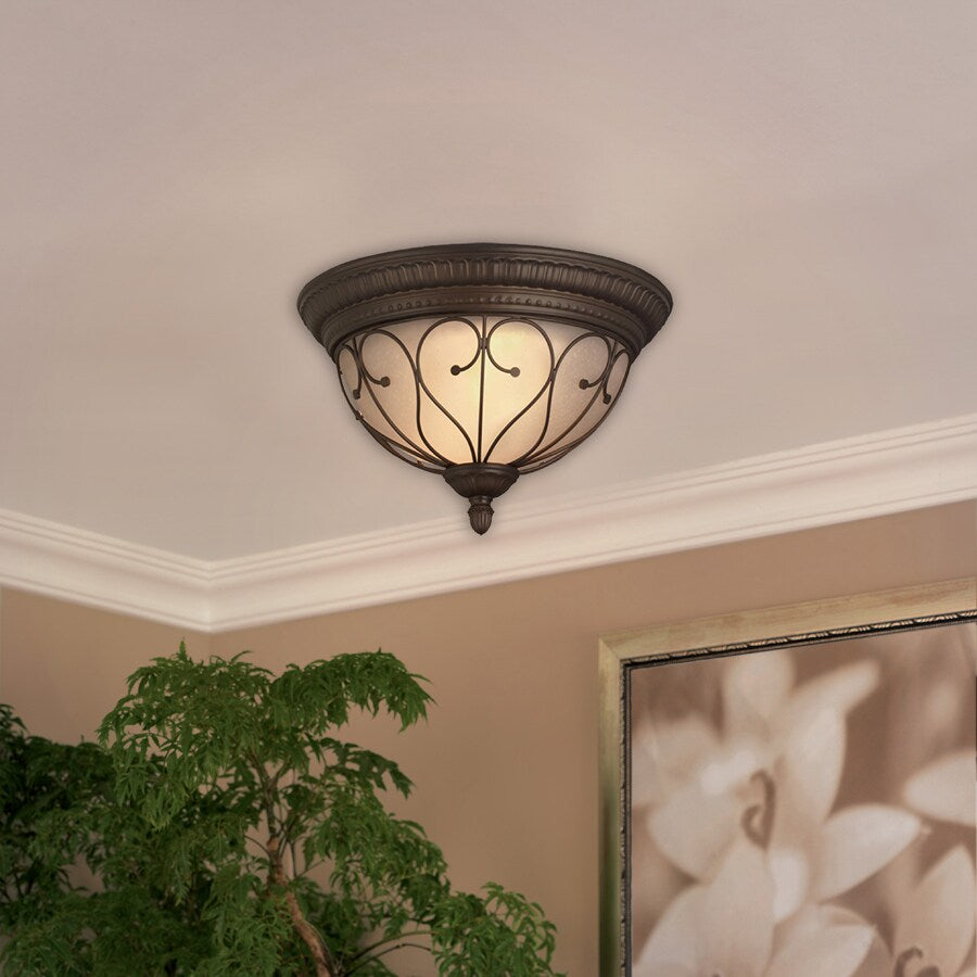 Portfolio Charton Place 15.28-in Oil-Rubbed Bronze Traditional Flush Mount Light