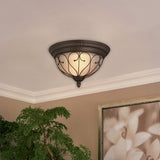 Portfolio Charton Place 15.28-in Oil-Rubbed Bronze Traditional Flush Mount Light