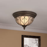Portfolio Charton Place 15.28-in Oil-Rubbed Bronze Traditional Flush Mount Light