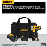 DEWALT 12-Volt MAX Variable Speed Cordless Impact Driver Kit with 2 Batteries, Charger & Bag (DCF815S2)
