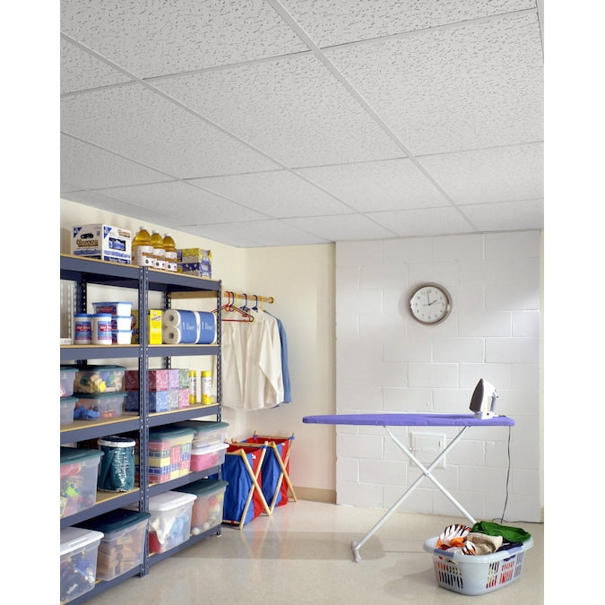 USG Ceilings 4-ft x 2-ft White Mineral Fiber Drop Ceiling Plank (8-Pack, 64-sq ft / Case)