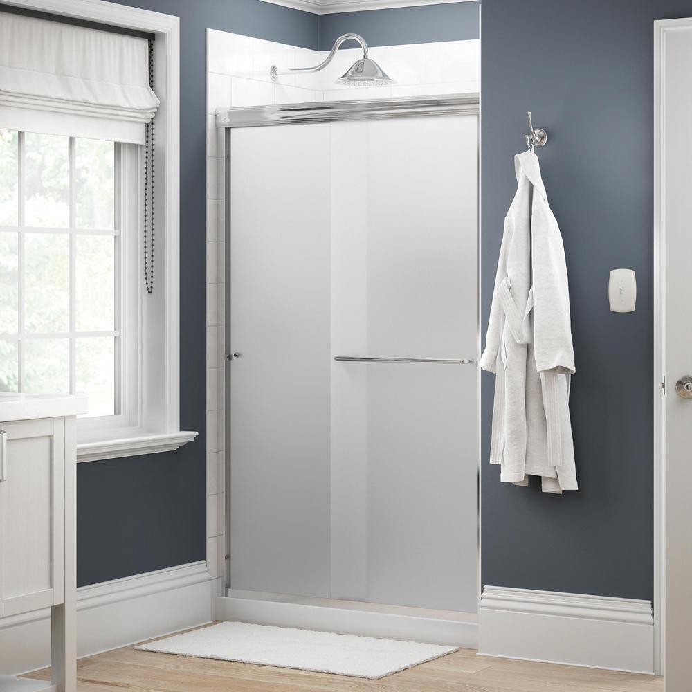 Simplicity 48 in. x 70 in. Semi-Frameless Traditional Sliding Shower Door in Bronze with Niebla Glass - Super Arbor
