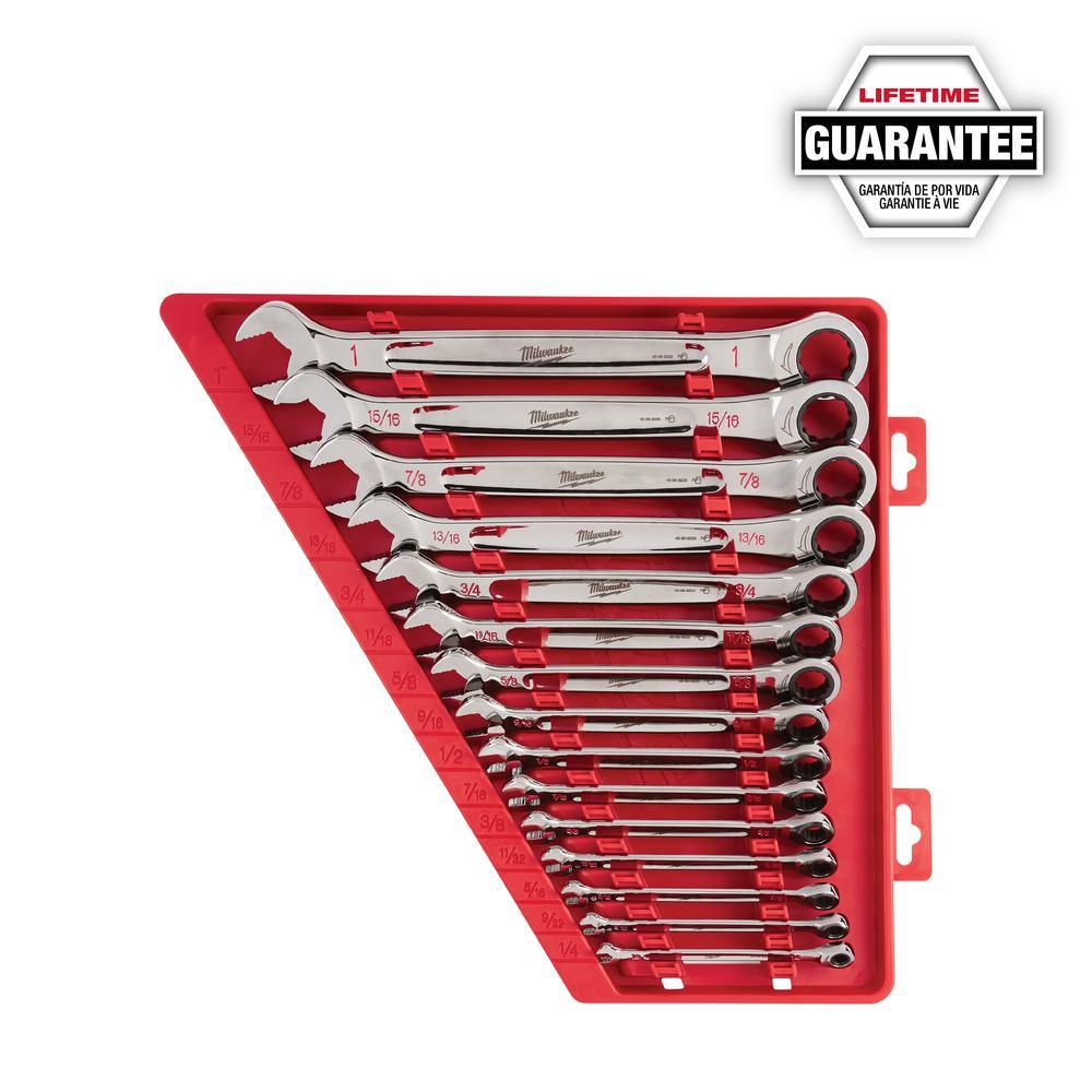 SAE Combination Ratcheting Wrench Mechanics Tool Set (15-Piece) - Super Arbor