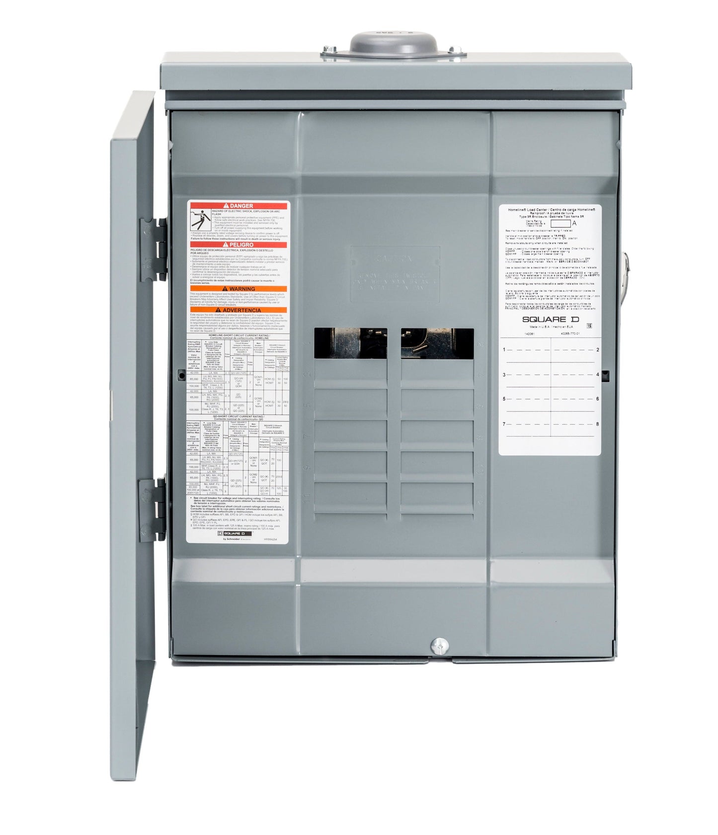 Square D Homeline 125-Amp 8-space load center - front view