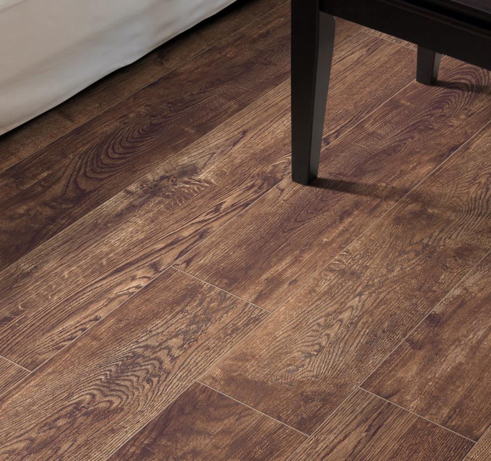 Style Selections Natural Timber Chestnut 8-in x 48-in Porcelain Wood Look Tile (Common: 8-in x 48-in; Actual: 47.4-in x 7.72-in)