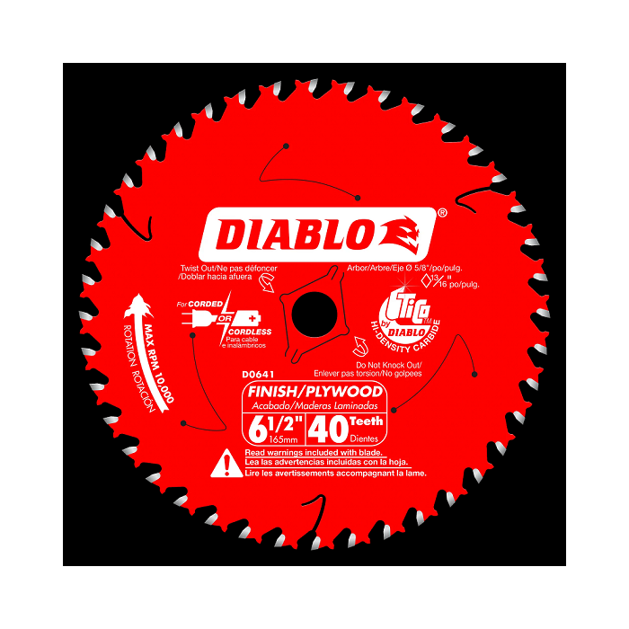 Diablo Finish Trim Circular Saw Blade for Wood 6-1/2" 40 Teeth