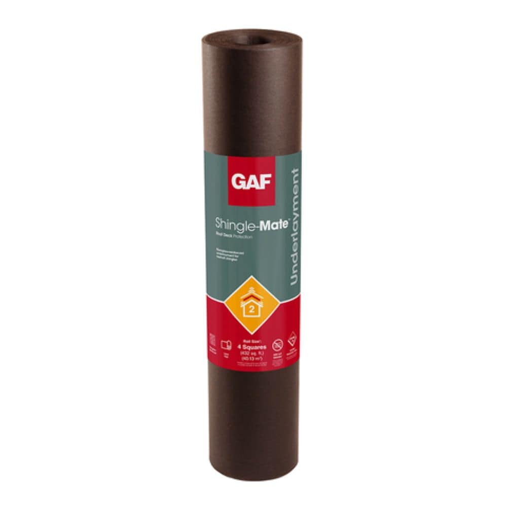 GAF Shingle-Mate Roof Deck Protection Felt Underlayment, 36 in x 144 ft, 400 sq ft Coverage