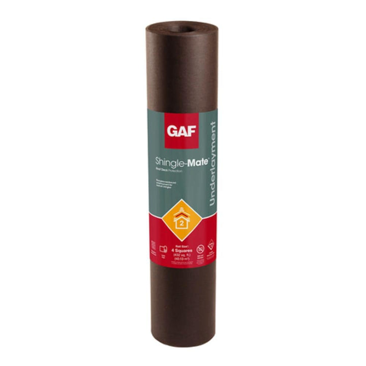 GAF Shingle-Mate Roof Deck Protection Felt Underlayment, 36 in x 144 ft, 400 sq ft Coverage