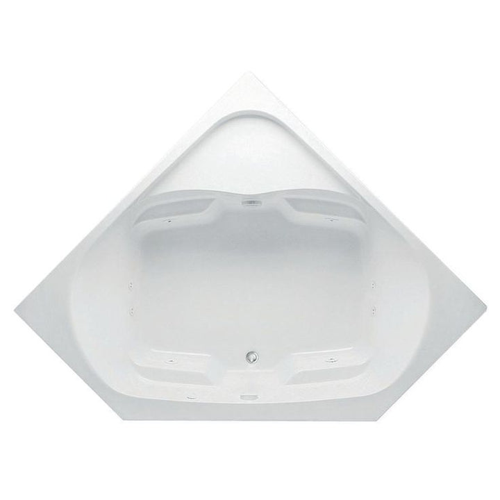 Cavalcade 60 in. Acrylic Center Drain Corner Drop-In Whirlpool Bathtub with Heater in White Pump Location 2