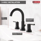 Trinsic 8 in. Widespread 2-Handle Bathroom Faucet with Metal Drain Assembly in Matte Black - Super Arbor