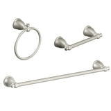Moen Caldwell 3-Piece Decorative Bathroom Hardware Set, Brushed Nickel - 18-in Towel Bar, Pivoting Toilet Paper Holder, Towel Ring