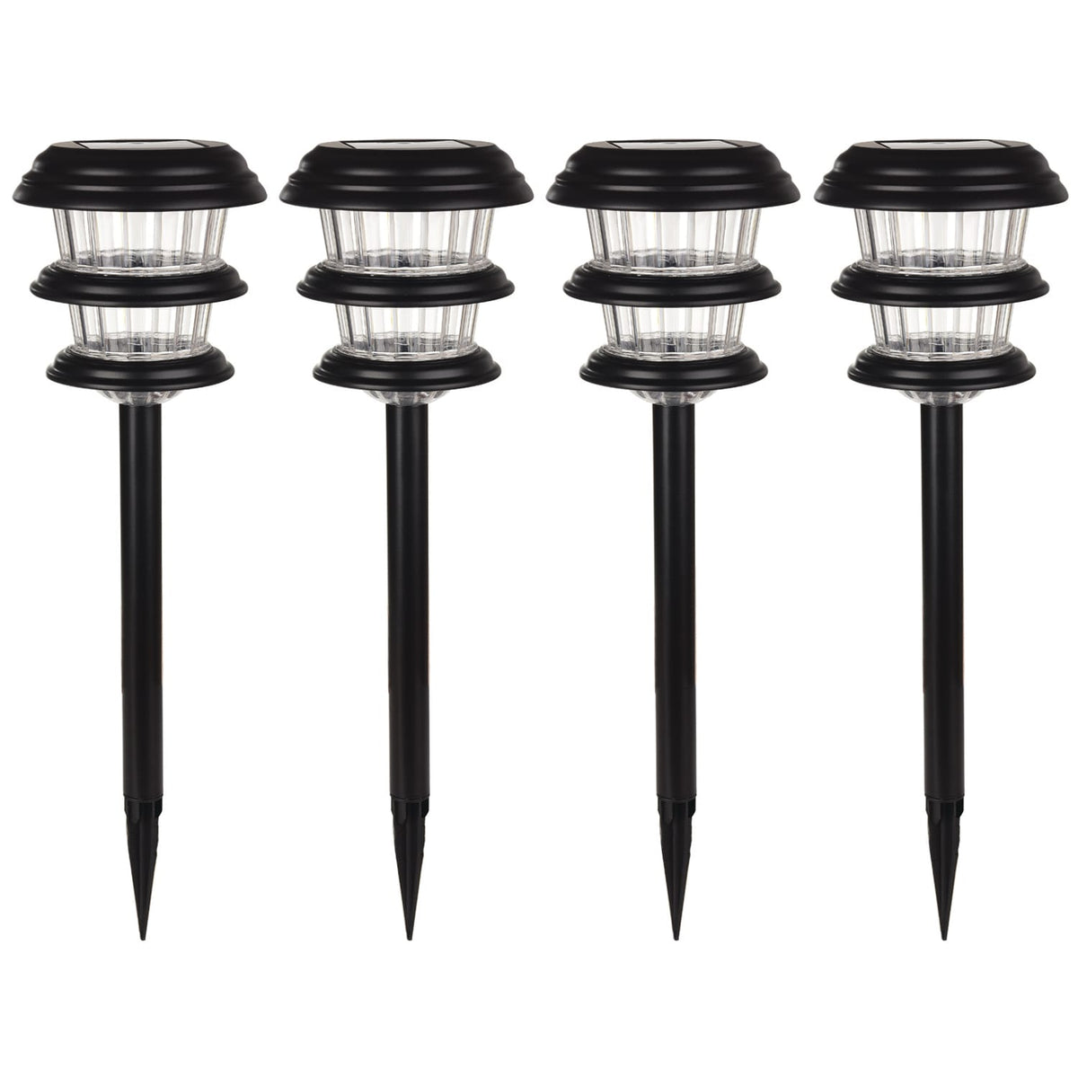 Portfolio 4-Pack 8x Brighter (9.6-Lumen) Black Solar Integrated LED Path Light Kit, 3500K Warm White
