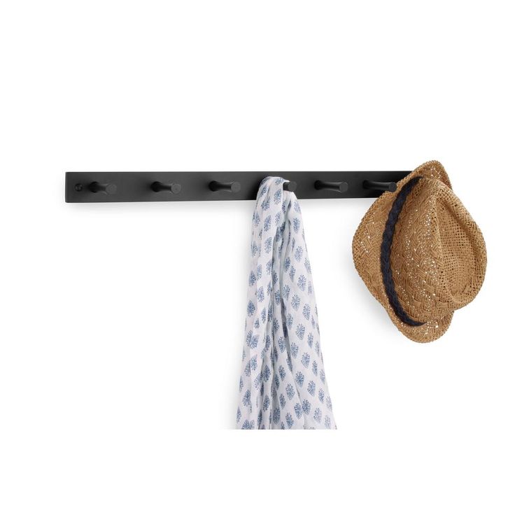 24 in. L Decorative Bamboo 7-Peg Wall Mount Wood Rack
