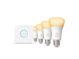 Philips Hue White A19 LED 60W Equivalent Dimmable Smart Wireless Lighting Starter Kit (4 Bulbs + Bridge)