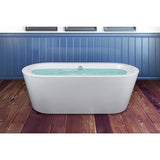 70.8 in. Acrylic Pop Up Drain Oval Double Ended Flatbottom Freestanding Bathtub in White - Super Arbor