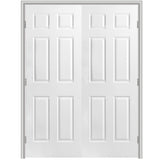 Masonite Traditional 60-in x 80-in 6-Panel Hollow Core Primed Molded Composite Universal Inswing/Outswing Double Prehung Interior Door