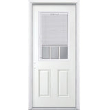 Masonite 36-in x 80-in Steel Half Lite Right-Hand Inswing Primed Prehung Single Front Door with Brickmould, Insulating Core, and Built-in Blinds