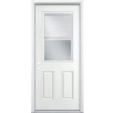 Masonite 30-in x 80-in Steel Half Lite Right-Hand Inswing Primed Prehung Front Door with Brickmould, Insulating Core, Blinds Between Glass