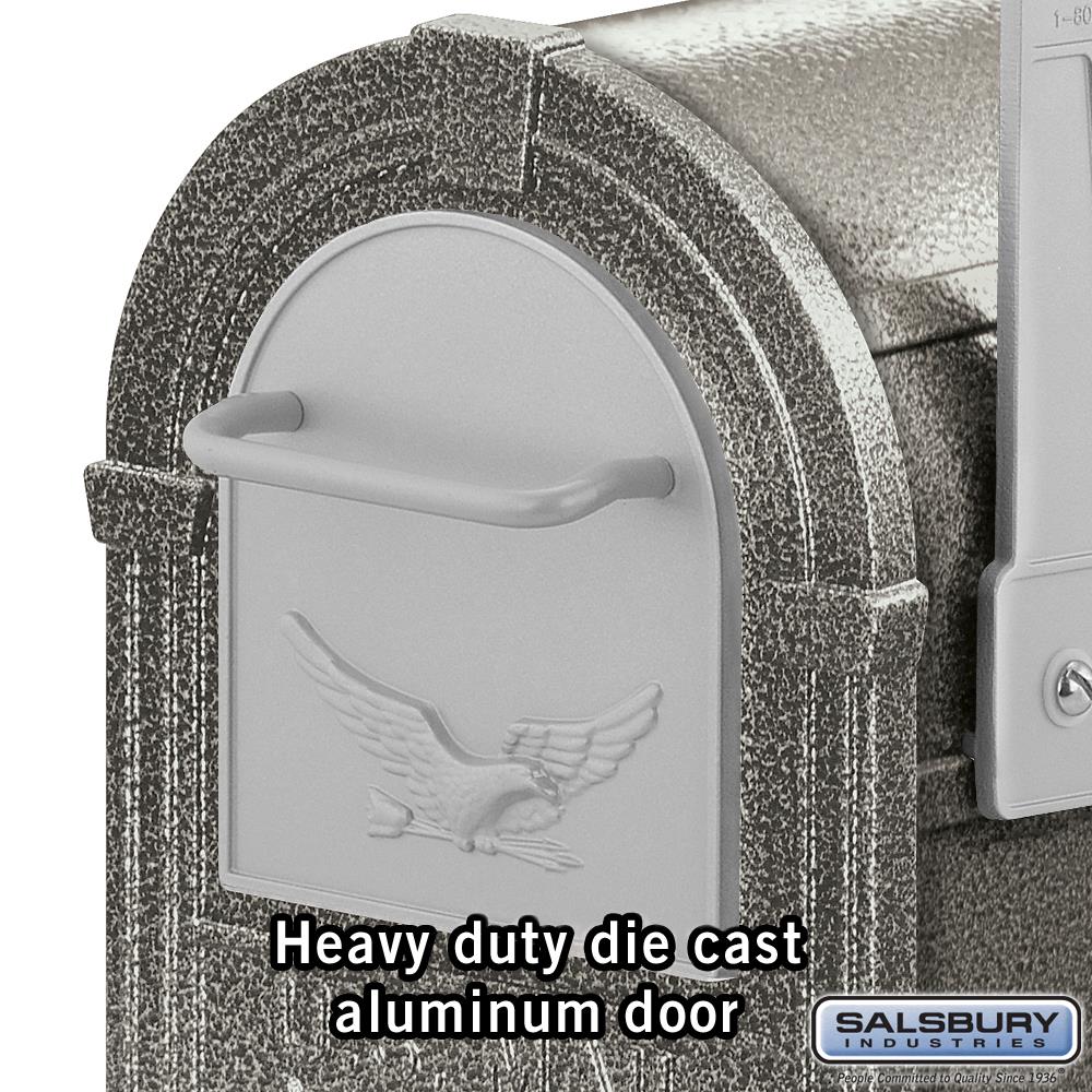 Salsbury Industries 4800 Series Eagle Rural Post-Mount Mailbox, Pewter, Large 20.5 in L x 7.5 in W x 9.5 in H