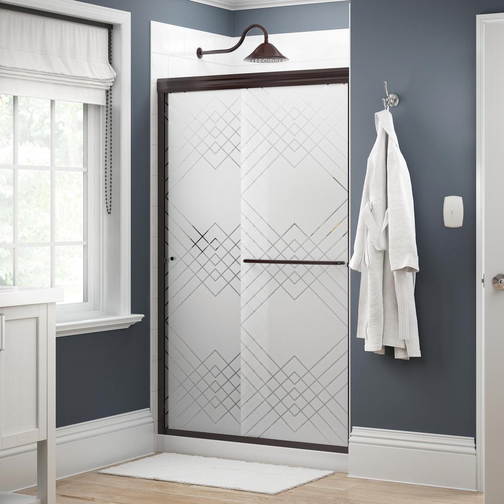 Simplicity 48 in. x 70 in. Semi-Frameless Traditional Sliding Shower Door in Bronze with Clear Glass - Super Arbor
