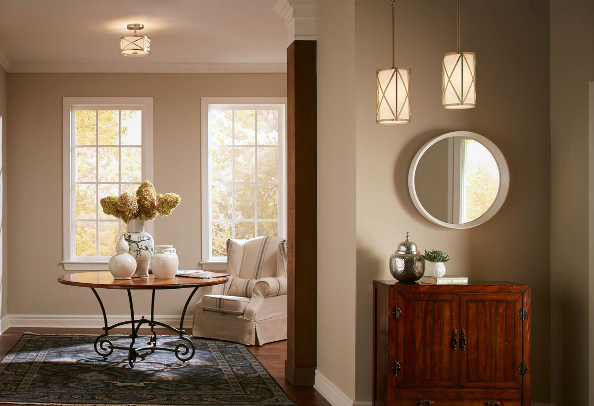 Kichler Edenbrook 11.38-in Brushed Nickel Modern/Contemporary Incandescent Semi-Flush Mount Light