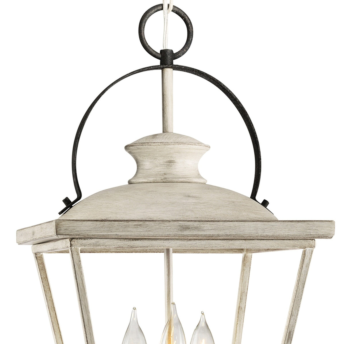 Kichler Arena Cove 3-Light Distressed Antique White and Rust French Country/Cottage Lantern Medium Hanging Pendant Light
