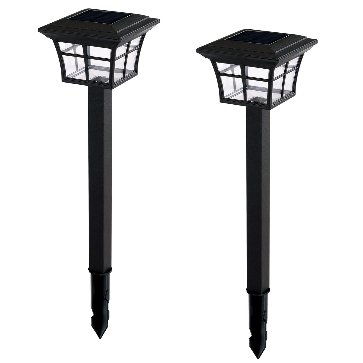 Portfolio 12X Brighter 14.4-Lumen Black Solar Integrated LED Path Light, 2-Pack