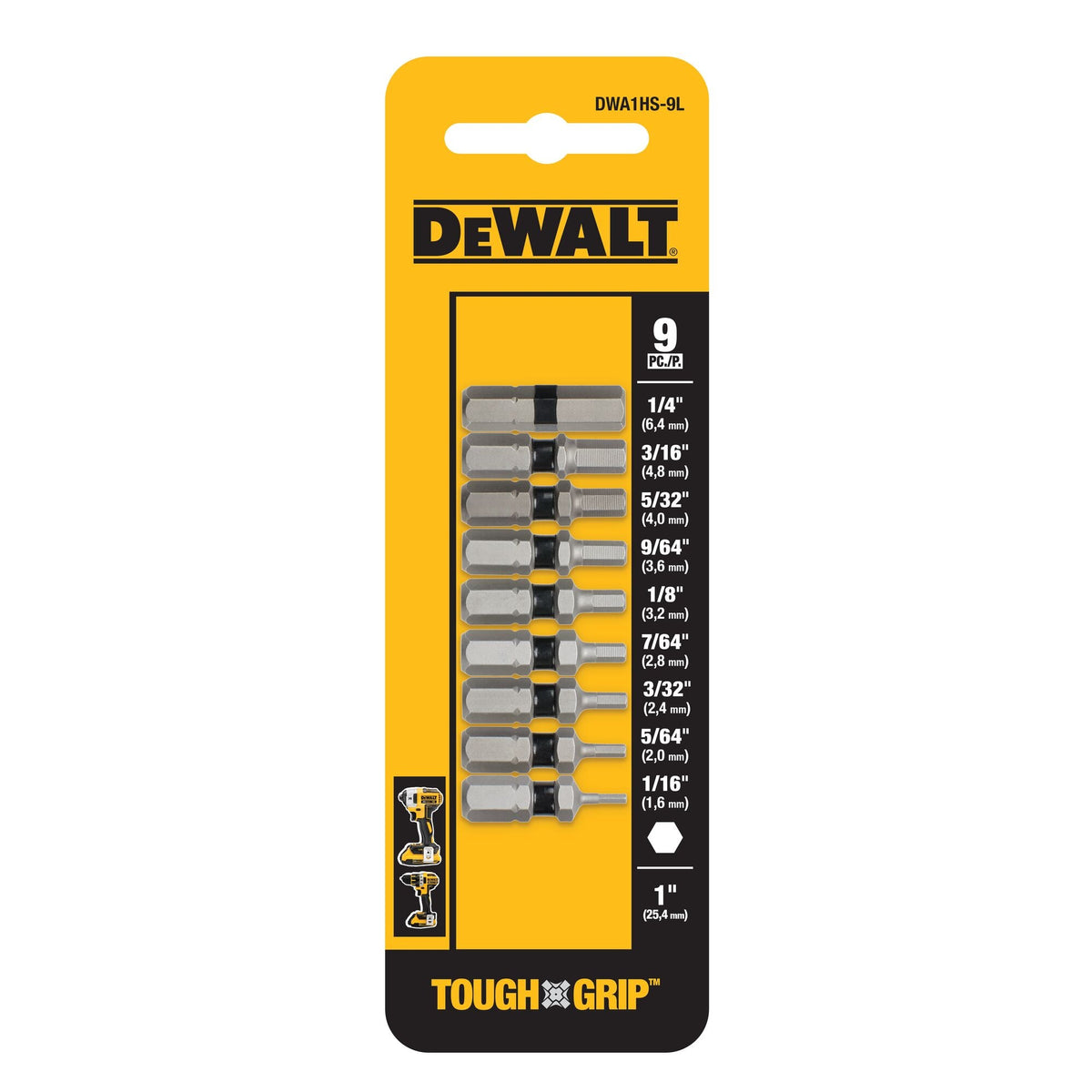 DEWALT Tough Grip 9-Piece Shank Screwdriver Bit Set