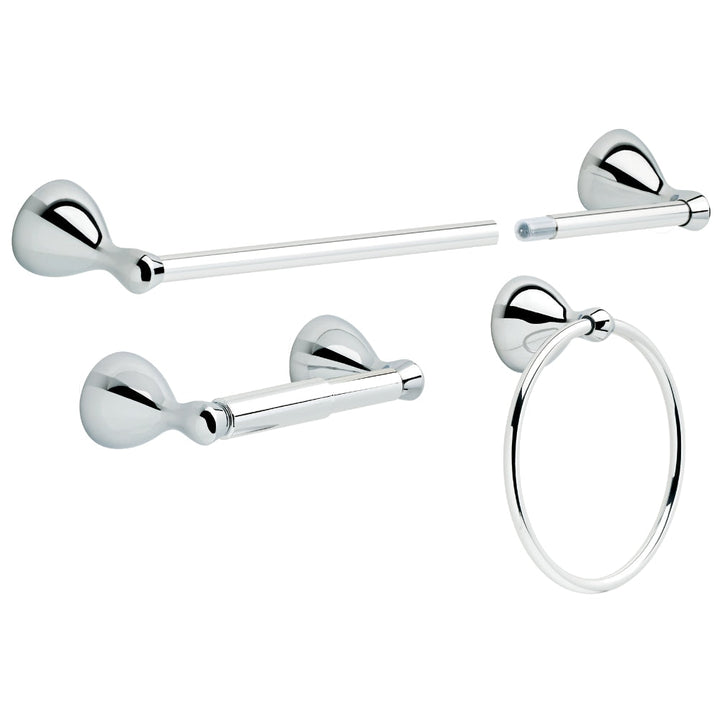 Delta Foundations 3-Piece Decorative Bathroom Hardware Set, Polished Chrome, 24-in Towel Bar