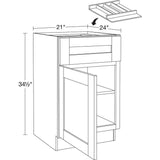 Home Decorators Collection Washington 21 in. W x 24 in. D x 34.5 in. H Vessel Blue Plywood Shaker Assembled Base Kitchen Cabinet Left Utility Tray