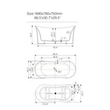Calais 67 in. Acrylic Flatbottom Freestanding Bathtub in White - Super Arbor
