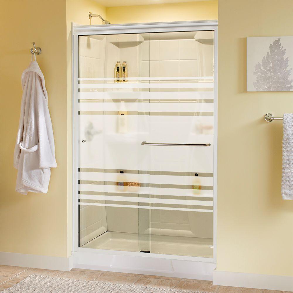 Simplicity 48 in. x 70 in. Semi-Frameless Traditional Sliding Shower Door in Bronze with Niebla Glass - Super Arbor