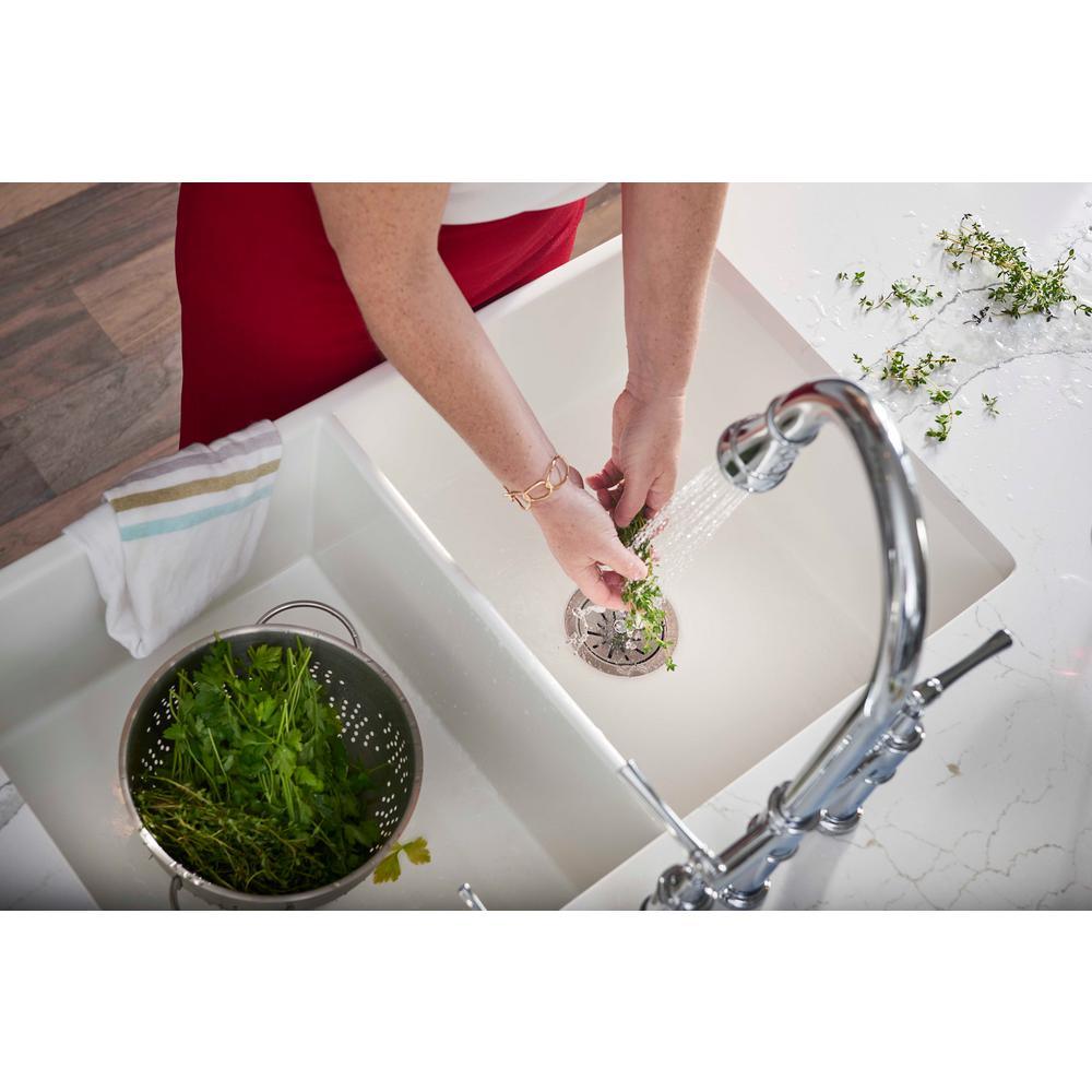 Explore Farmhouse Apron Front Fireclay 33 in. Double Bowl Kitchen Sink in White - Super Arbor