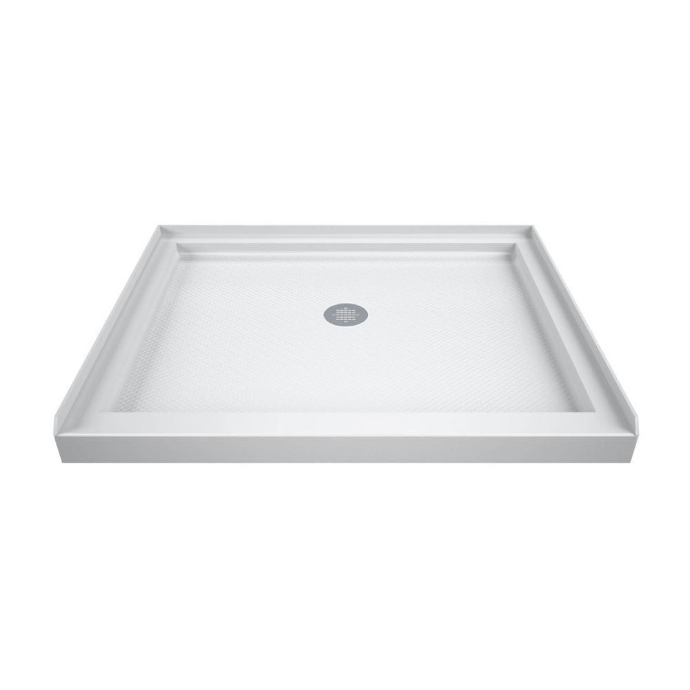 Flex 36 in. x 36 in. x 76.75 in. Pivot Shower Kit Door in Brushed Nickel with Center Drain White Base and Back Walls Kit - Super Arbor
