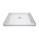 Flex 36 in. x 36 in. x 76.75 in. Pivot Shower Kit Door in Brushed Nickel with Center Drain White Base and Back Walls Kit - Super Arbor