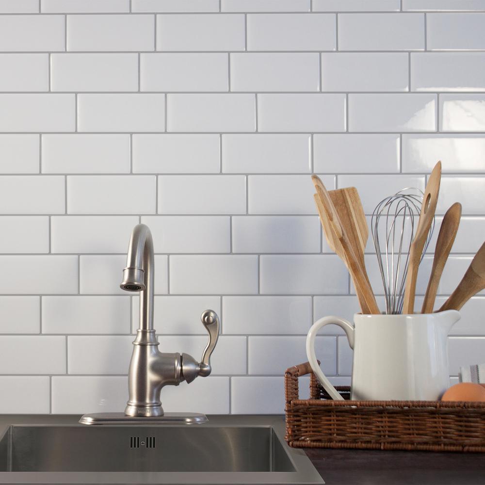 Metro Campagnola 11.56 in. W x 8.38 in. H White Peel and Stick Decorative Mosaic Wall Tile Backsplash (4-Pack) - Super Arbor