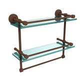 16 in. L  x 12 in. H  x 5 in. W 2-Tier Gallery Clear Glass Bathroom Shelf with Towel Bar in Satin Chrome - Super Arbor