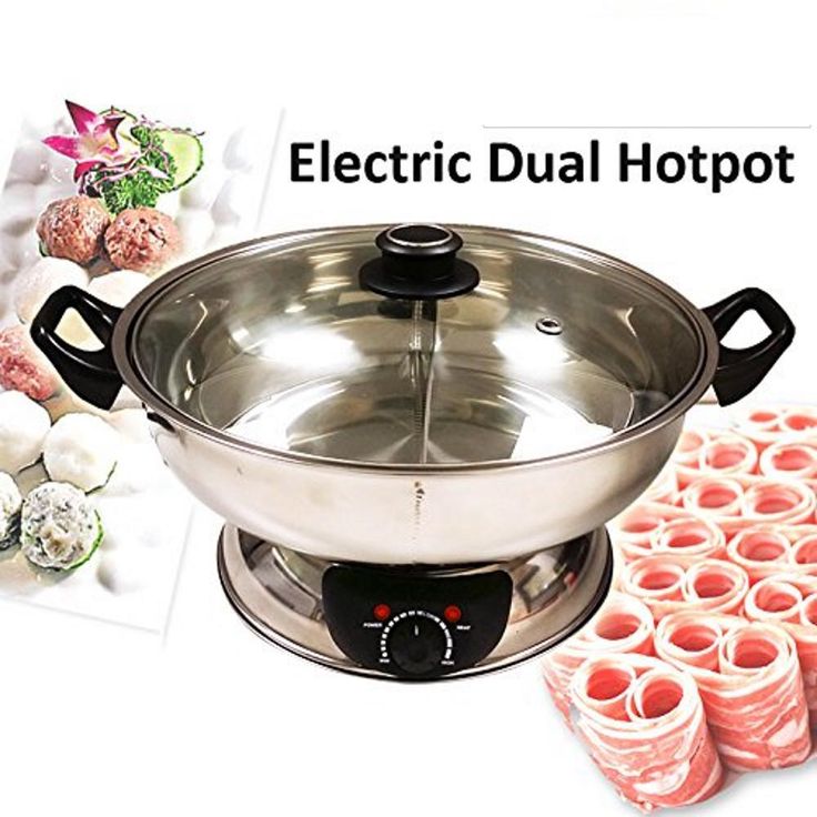 Shabu 7.75 in. Stainless Steel Electric Wok Mongolian Hot Pot with Broiler
