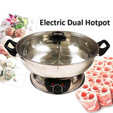 Shabu 7.75 in. Stainless Steel Electric Wok Mongolian Hot Pot with Broiler