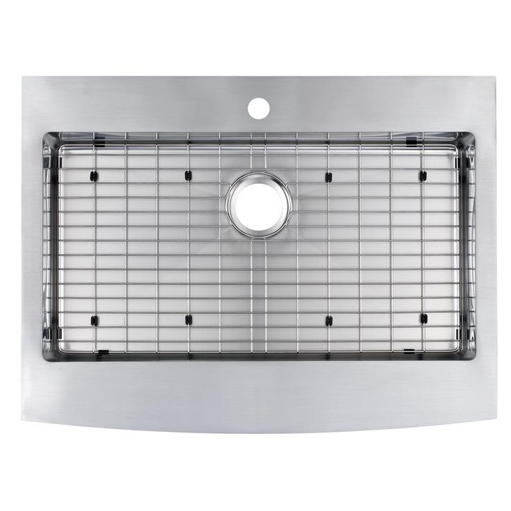 Brimley Retrofit Dual Mount Stainless Steel 33 in. 1-Hole Single Bowl Curved Farmhouse Apron Front Kitchen Sink