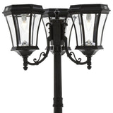 Victorian Bulb Series 3-Head Black Integrated LED Outdoor Solar Lamp Post with the GS Solar LED Light Bulb