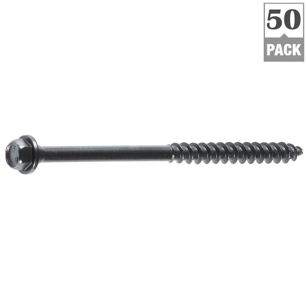 3/16 in. 4 in. TimberLok Coarse Steel External Hex Drive, Hex Head Heavy-Duty Wood Screws (50-Pack) - Super Arbor