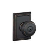 Georgian Satin Nickel Privacy Bed/Bath Door Knob with Addison Trim - Super Arbor