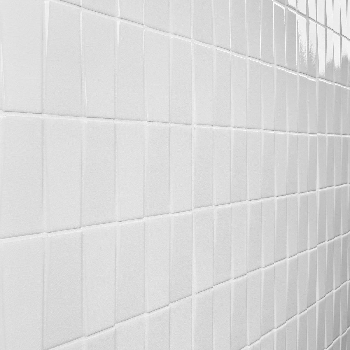 Lux Tile Colorplay Steps White 4.5x18 3D Glossy Crackled Ceramic Tile