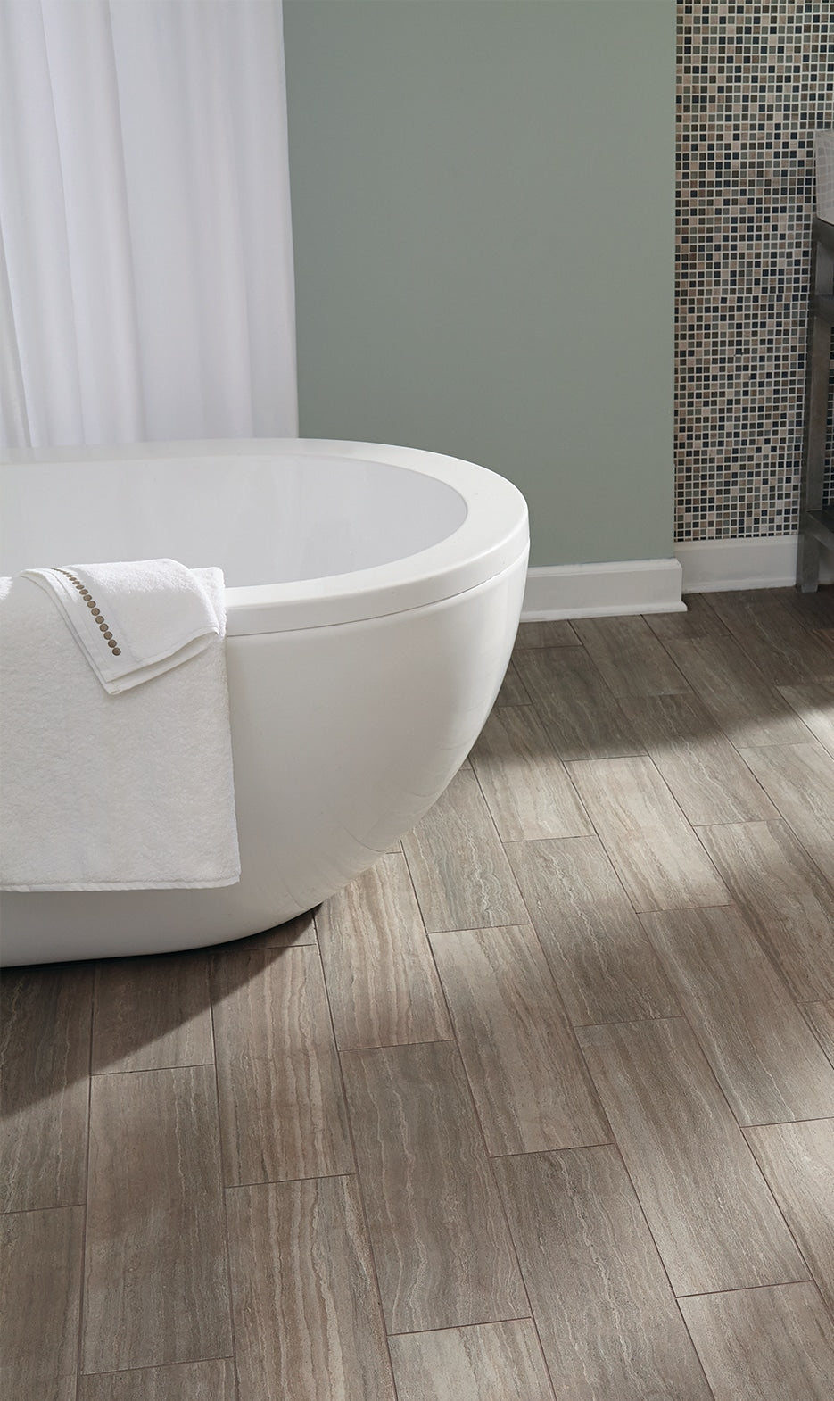 Style Selections Chateau 6-in x 24-in Groutable Water Resistant Peel and Stick Luxury Flooring (1-sq ft)