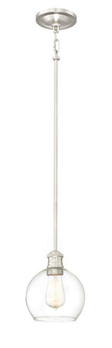 Quoizel Soho Brushed Nickel Industrial Clear Glass Bowl Pendant Light