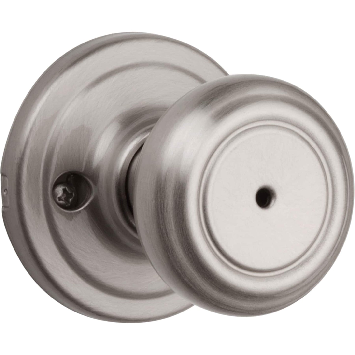 Kwikset Cameron Satin Nickel Privacy Door Knob, ANSI/BHMA Grade 2, Fits 1-3/8 to 1-3/4 in Doors