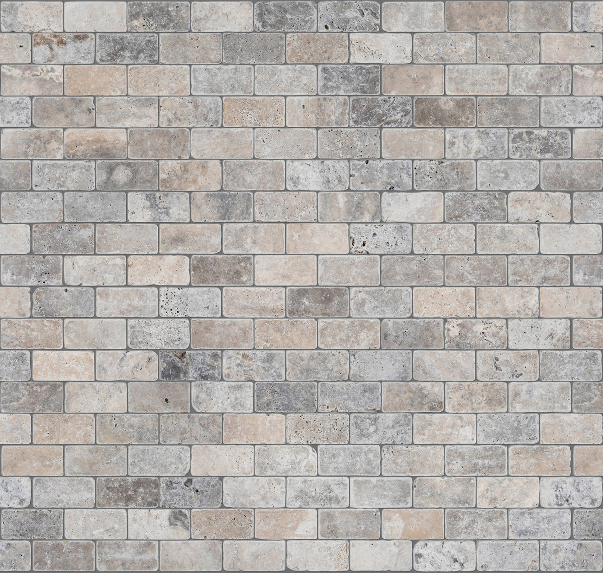 Satori Silver Crescent 12-in x 12-in Tumbled Natural Stone Travertine Brick Subway Wall Tile